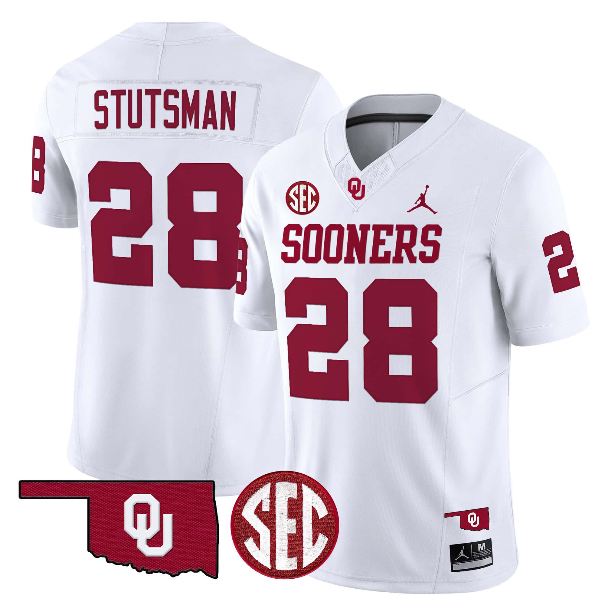 Men Oklahoma Sooners #28 Stutsman White 2024 Vapor Limited NCAA Jersey